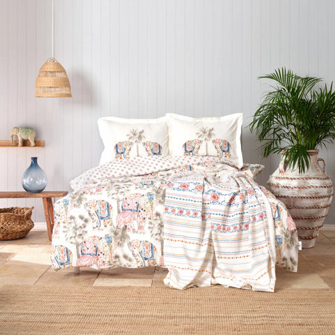Parure de lit Karaca Home Nepal avec housse de couette 100 % coton pour lit double, couette et cadeau, rose