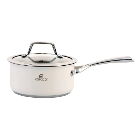 Batterie de cuisine Karaca en acier inoxydable, 7 pièces, couleur crème