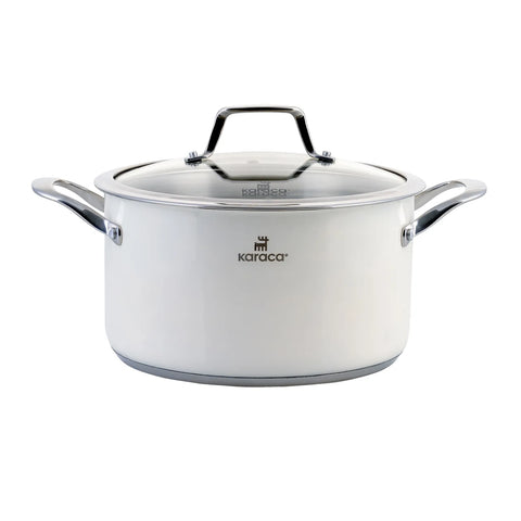 Batterie de cuisine Karaca en acier inoxydable, 7 pièces, couleur crème