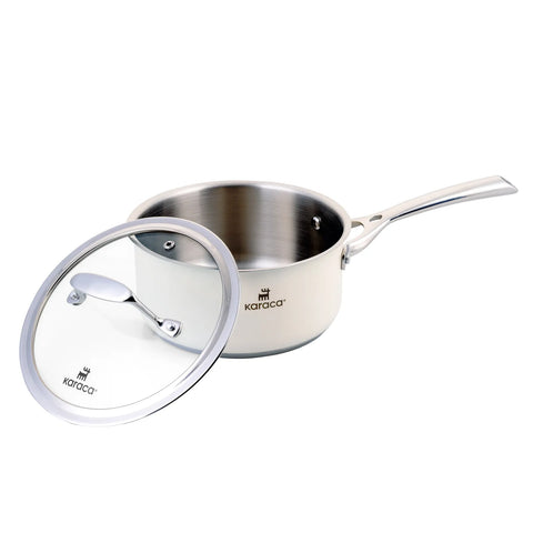 Batterie de cuisine Karaca en acier inoxydable, 7 pièces, couleur crème