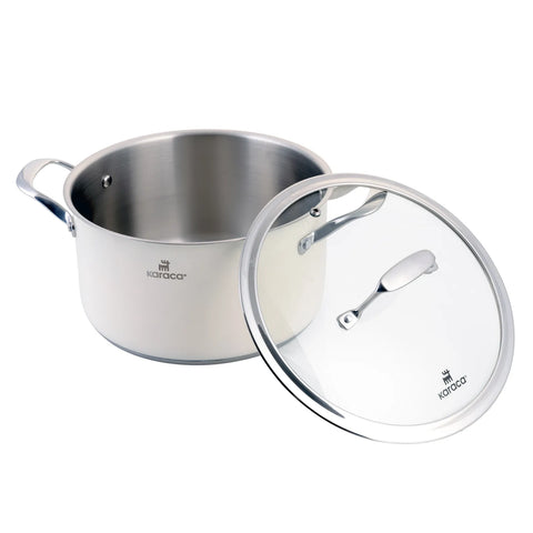 Batterie de cuisine Karaca en acier inoxydable, 7 pièces, couleur crème