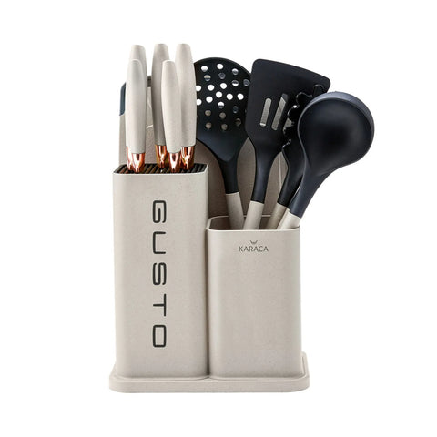 Set de couteaux et planches à découper Karaca Gusto, crème, 12 pièces 