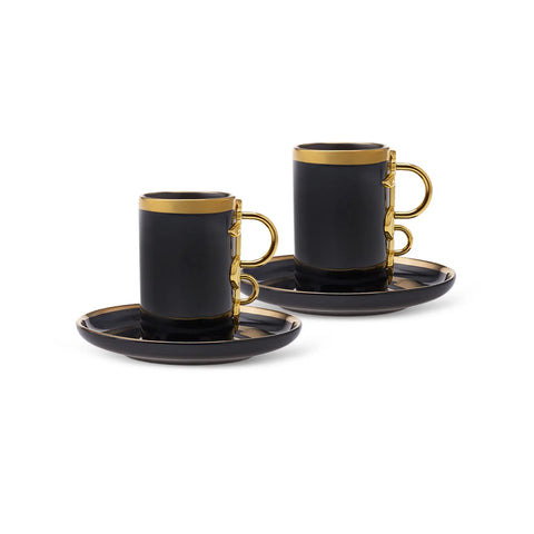 Coffret de 2 tasses à café Karaca Şahmeran, 100 ml, noir