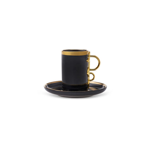 Coffret de 2 tasses à café Karaca Şahmeran, 100 ml, noir