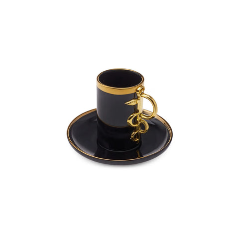 Coffret de 2 tasses à café Karaca Şahmeran, 100 ml, noir
