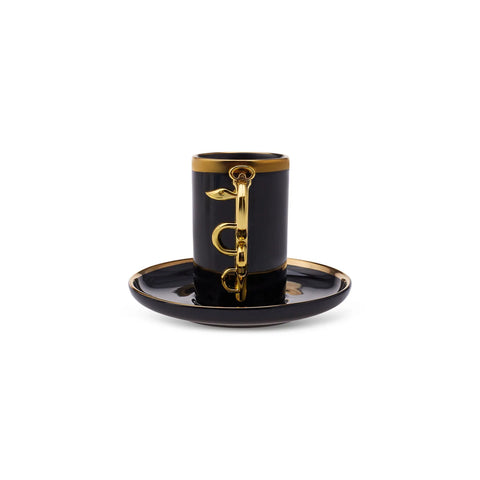 Coffret de 2 tasses à café Karaca Şahmeran, 100 ml, noir