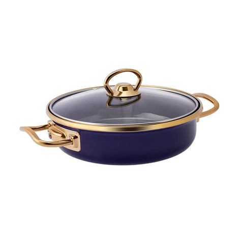 Batterie de cuisine Karaca Piraye en émail, 3 pièces, bleu marine