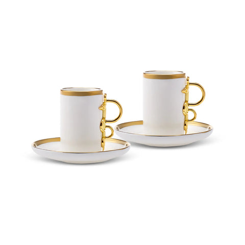 Coffret de tasses à café Karaca Sahmeran pour 2 personnes, 100 ml, blanc