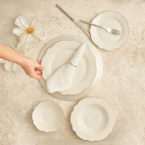 Service de table Karaca Almond Platin Line pour 6 personnes, 24 pièces, porcelaine