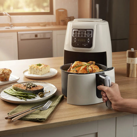 Karaca Air Cook XL 2 en 1 Airfryer parlant, noir et chrome