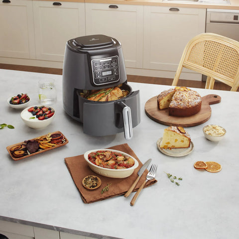 Karaca Air Cook XL 2 en 1 Airfryer parlant, noir et chrome