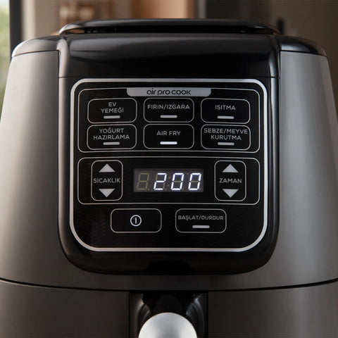Karaca Air Cook XL 2 en 1 Airfryer parlant, noir et chrome