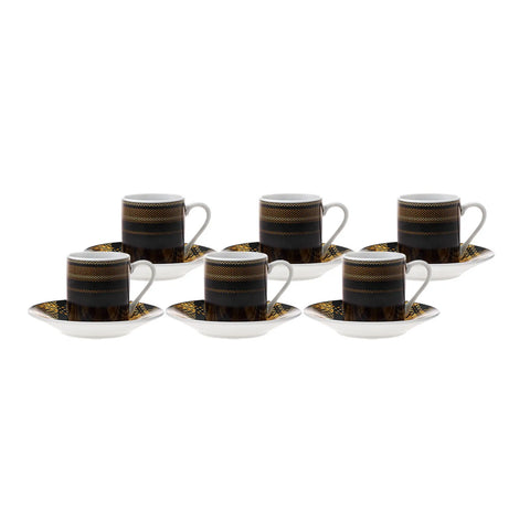 Service à café Karaca Noir à carreaux pour 6 personnes 