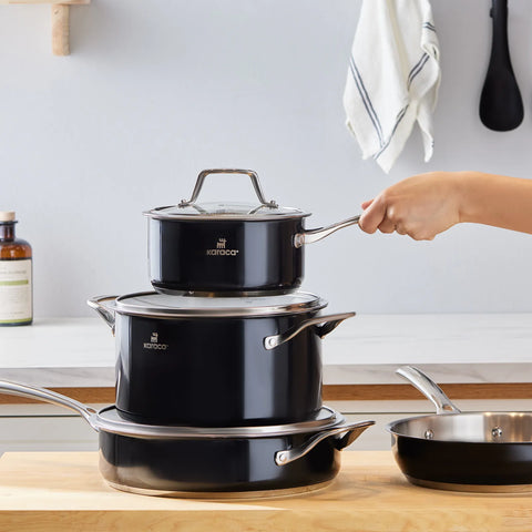 Batterie de cuisine Karaca en acier inoxydable, 7 pièces, anthracite