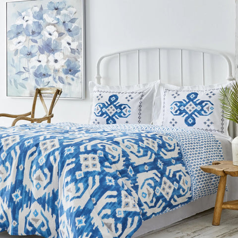Parure de lit Karaca Home Neos pour lit double, 100% coton, bleu