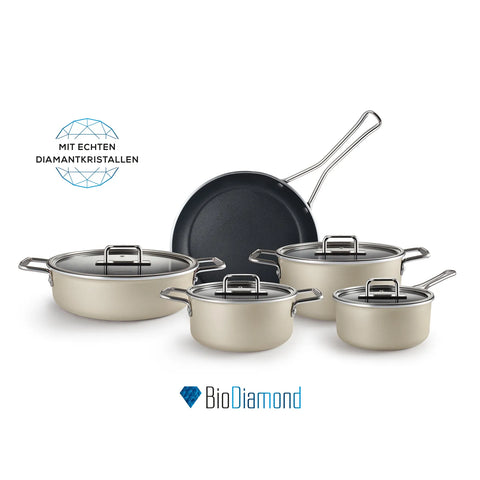 Batterie de cuisine Karaca Mastermaid Bio Diamond, 9 pièces, couleur crème