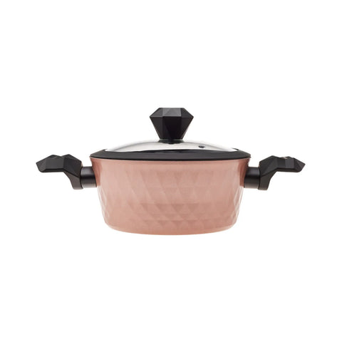 Batterie de cuisine Karaca Bio Diamond compatible induction avec poignées antibactériennes, 7 pièces, couleur or rose