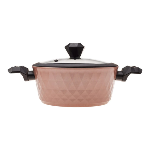 Batterie de cuisine Karaca Bio Diamond compatible induction avec poignées antibactériennes, 7 pièces, couleur or rose
