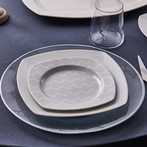 Service de table Karaca Deren Cream pour 12 personnes, 60 pièces, porcelaine, carrées/rectangulaires
