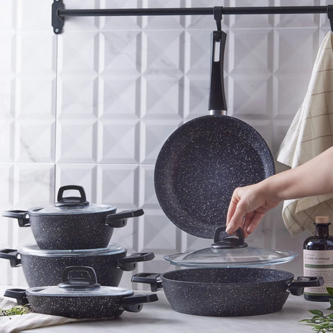 Batterie de cuisine Karaca Biogranit, 9 pièces, pierre bleue