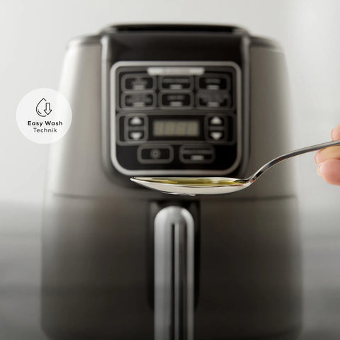 Karaca Air Cook XL 2 en 1 Airfryer parlant, noir et chrome