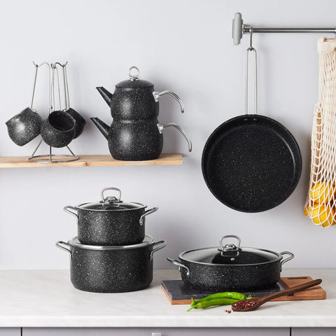 Batterie de cuisine Karaca Biogranit Stahl-Plus – Cadeau de mariage, noir