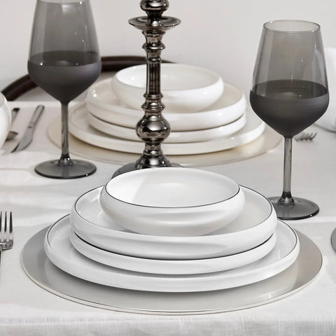 Karaca Red Carpet Collection Service de table Streamline Sunset pour 12 personnes, 59 pièces, platine