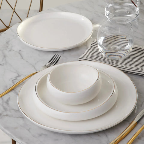 Service de table en porcelaine Karaca Streamline Hole pour 6 personnes, 24 pièces, doré 