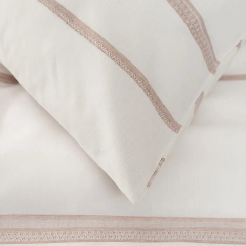 Parure de lit Karaca Home Vetro avec housse de couette pour lit double en fil teint, beige
