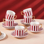 Coffret de tasses à café, Karaca Jolly Ligne en gras pour 6 personnes, rouge