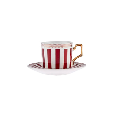 Coffret de tasses à café, Karaca Jolly Ligne en gras pour 6 personnes, rouge