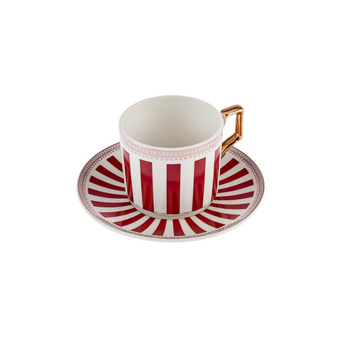 Coffret de tasses à café, Karaca Jolly Ligne en gras pour 6 personnes, rouge
