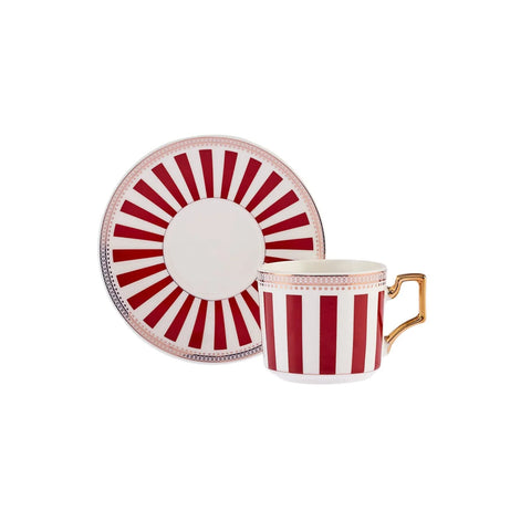 Coffret de tasses à café, Karaca Jolly Ligne en gras pour 6 personnes, rouge