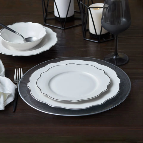 Service de table Karaca Daisy Forme de vague en platine  pour 6 personnes, 24 pièces