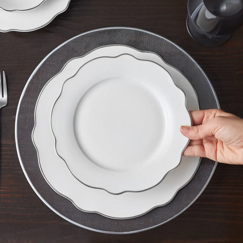 Service de table Karaca Daisy Forme de vague en platine  pour 6 personnes, 24 pièces