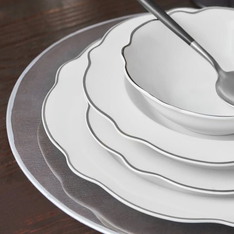 Service de table Karaca Daisy Forme de vague en platine  pour 6 personnes, 24 pièces