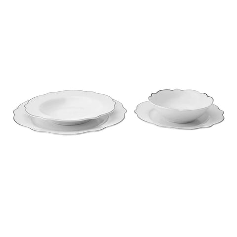 Service de table Karaca Daisy Forme de vague en platine  pour 6 personnes, 24 pièces