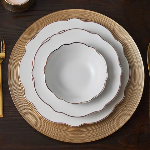 Service de table Karaca Daisy Rose Wave Shape pour 6 personnes, 24 pièces