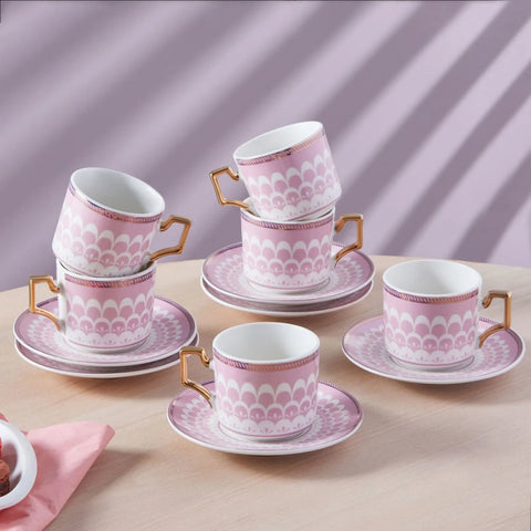 Coffret de tasses à café, Karaca Jolly pour 6 personnes, rose