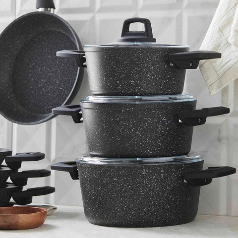 Batterie de cuisine Karaca Biogranit Eliz, 10 pièces, noir