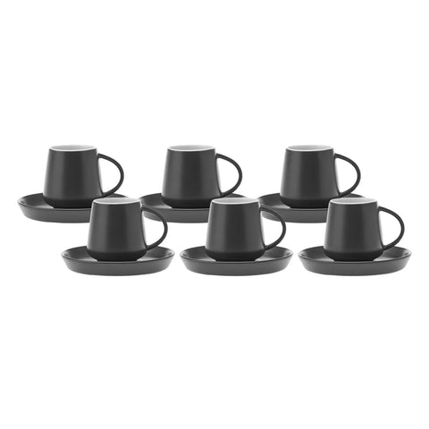 Coffret de tasses à café Karaca Datca pour 6 personnes, 90 ml, noir