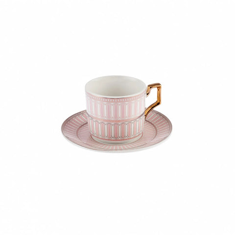 Coffret de tasses à café Karaca Jolly Double Line pour 6 personnes, 100 ml, rose