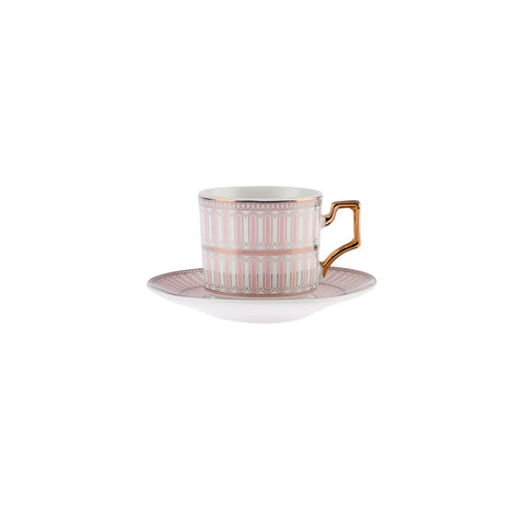 Coffret de tasses à café Karaca Jolly Double Line pour 6 personnes, 100 ml, rose