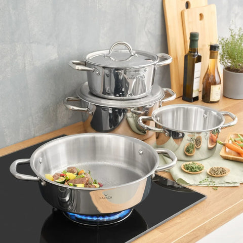 Batterie de cuisine Karaca PowerSteel 316+ Conique 8 pièces en acier alvéolaire