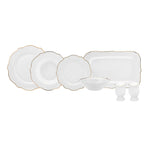 Service de table Karaca Daisy Gold Wave Shape pour 6 personnes avec plat de présentation, 27 pièces