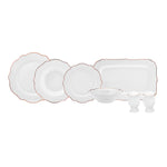 Service de table en porcelain Karaca Rose Wave Shape pour 6 personnes, 27 pièces