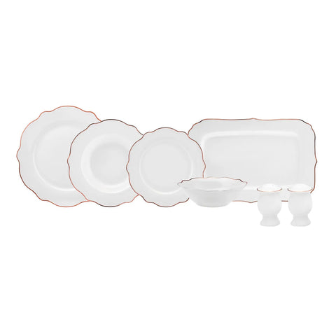 Service de table en porcelain Karaca Rose Wave Shape pour 6 personnes, 27 pièces