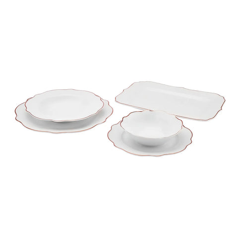 Service de table en porcelain Karaca Rose Wave Shape pour 6 personnes, 27 pièces