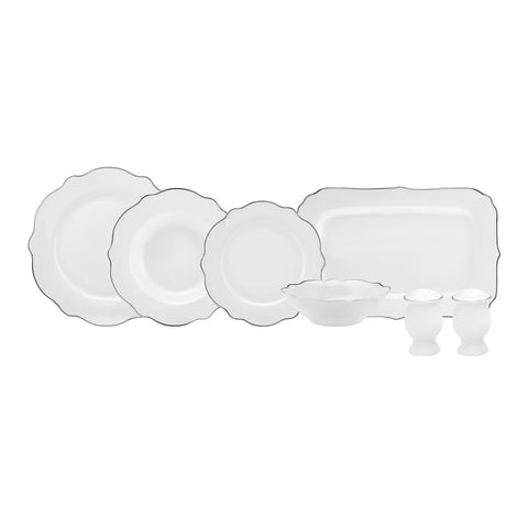 Service de table Karaca Daisy Platinium Wave Shape pour 6 personnes, 27 pièces