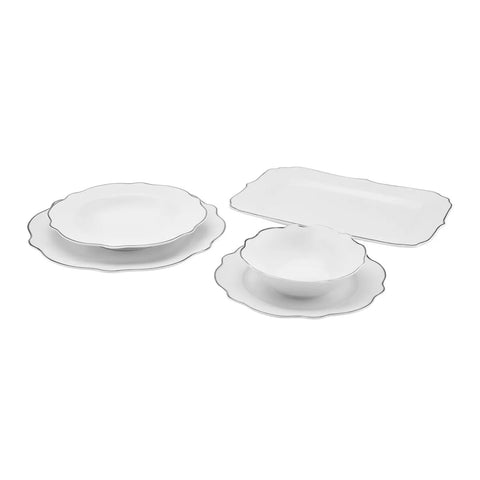 Service de table Karaca Daisy Platinium Wave Shape pour 6 personnes, 27 pièces